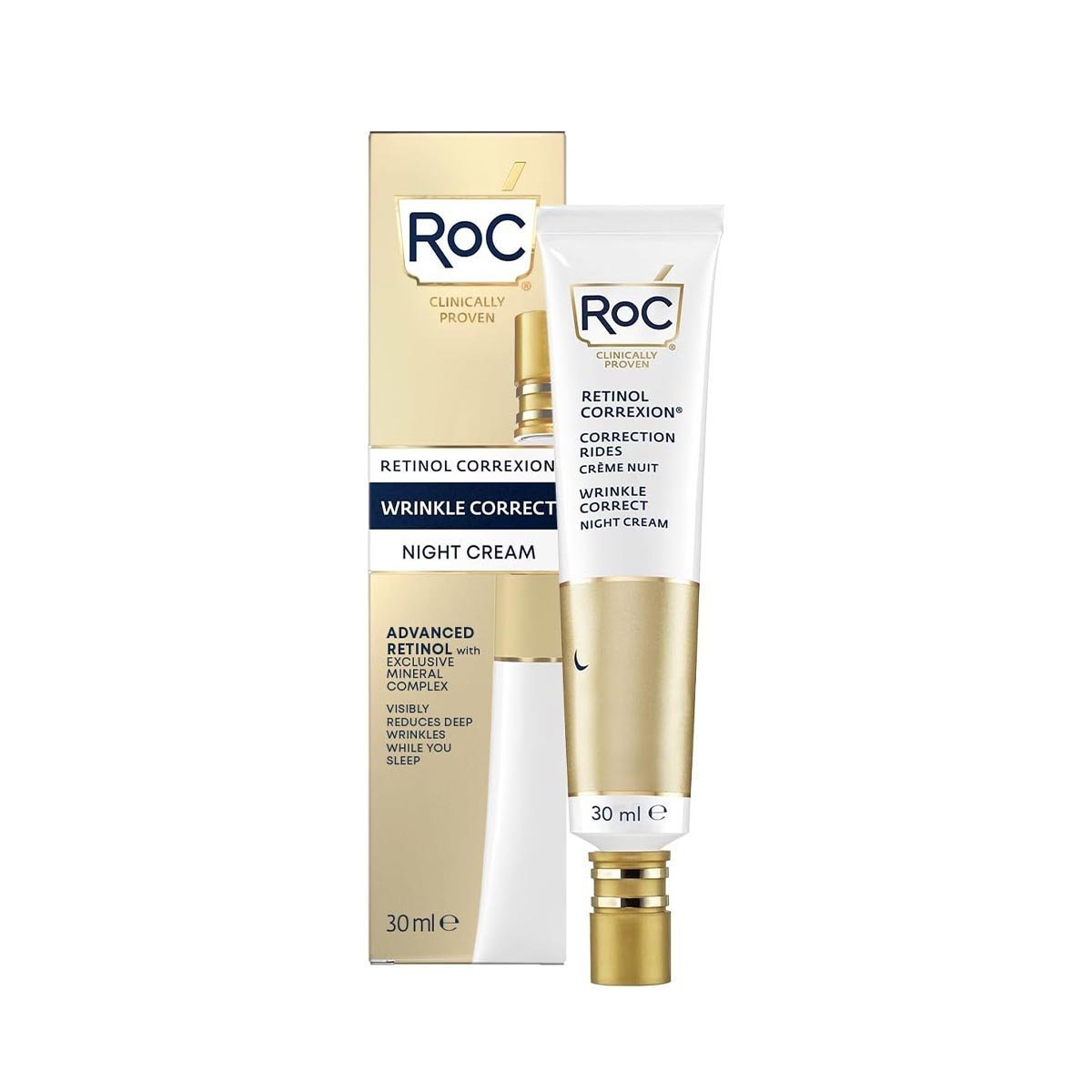 RoC - Retinol Correxion Wrinkle Correct Night Cream - Anti-Wrinkle & Aging Treatment - Radiant Skin Cream - Nighttime Skincare - 30 ml