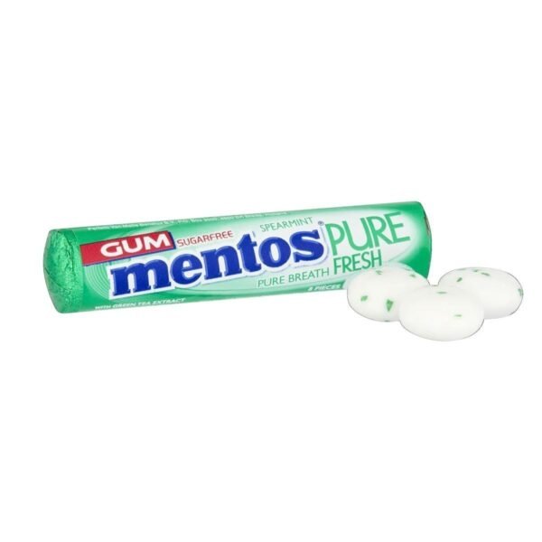 Mentos Gum Pure Fresh Spearmint 8 Piece roll (Pack of 24 Rolls) - Image 2