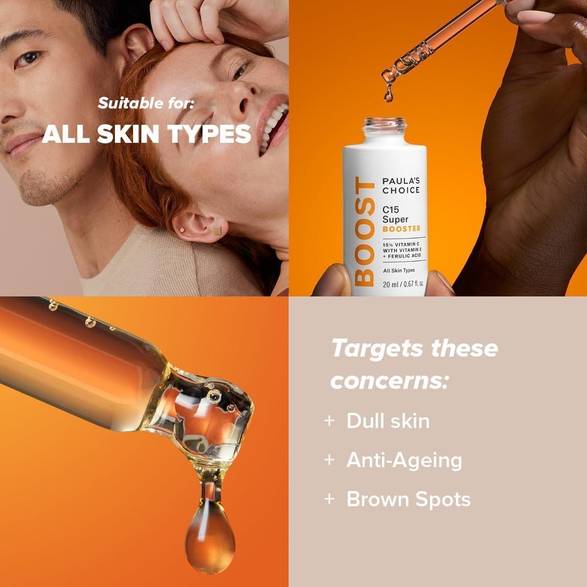 Paula's Choice C15 Super BOOSTER - Vitamin C Brightening Serum for Face - Anti Aging & Fades Brown Spots - with Vitamin E & Ferulic Acid - All Skin Types - 20 ml - Image 3