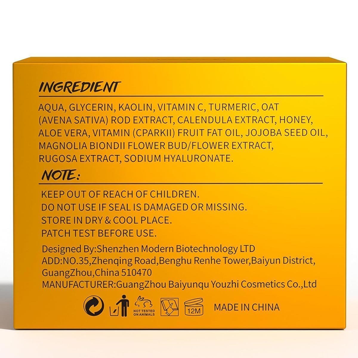 Turmeric Vitamin C Clay Mask Deep Cleansing Face Mask Skin Care Improve Blackheads Acne Dark Spots and Even out skin tone Facial Mask Control Oil and Refining Pores - Image 4