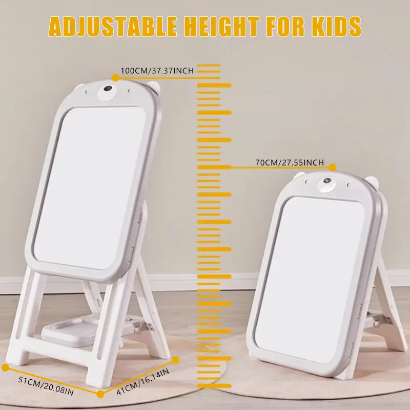 Kids Art Easel with Chair, Dry Erase Board & Foldable Desktop, Adjustable Toddler Table and Chair Set - Image 4