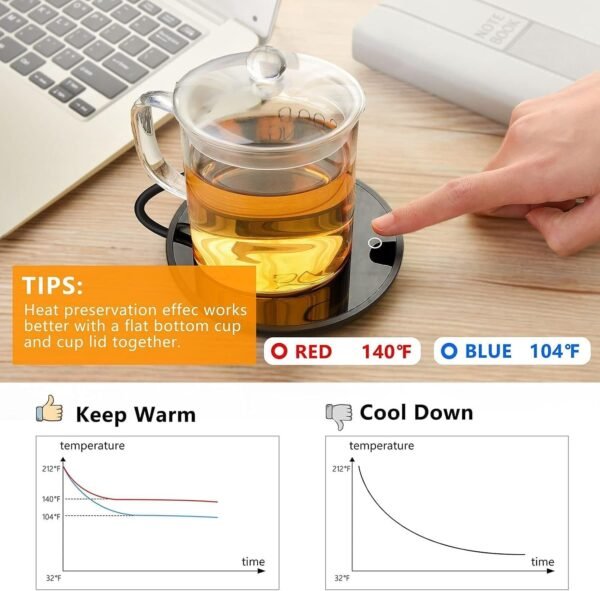 GARMEE Mug Warmer Coffee Warmer - Cup Warmer with 2 Temperature Settings Smart Tea - Image 3