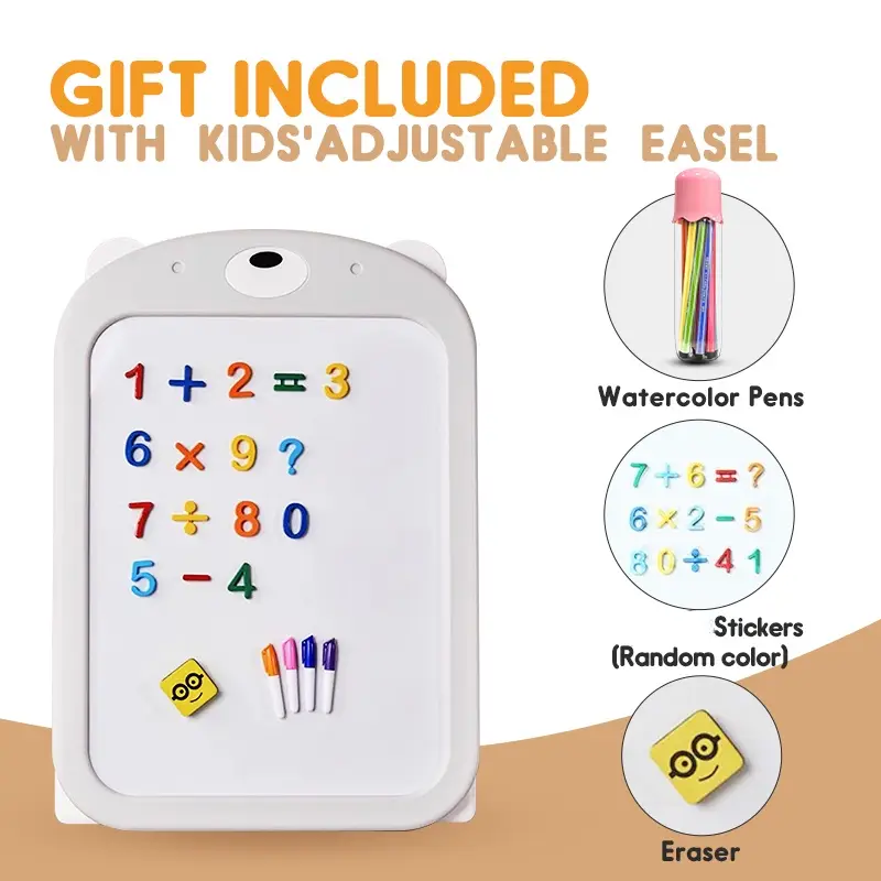 Kids Art Easel with Chair, Dry Erase Board & Foldable Desktop, Adjustable Toddler Table and Chair Set - Image 2