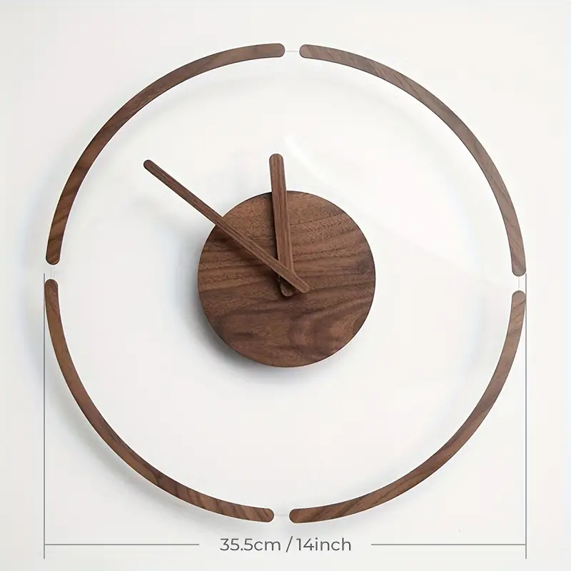 1pc, Silent Wooden Acrylic Wall Clock for Bedroom and Living Room - Creative Hanging Design with Hole-Free Mounting - Image 3