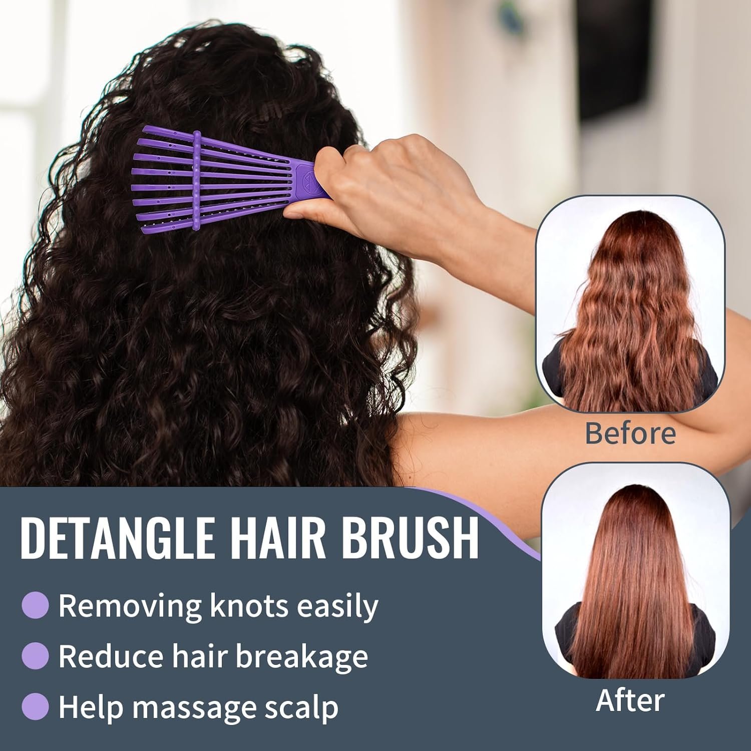 LORSEX Hair Brush with Hair Spray Bottle, Detangling Brush, Teasing Comb Edge Hair Brush (Purple) - Image 5