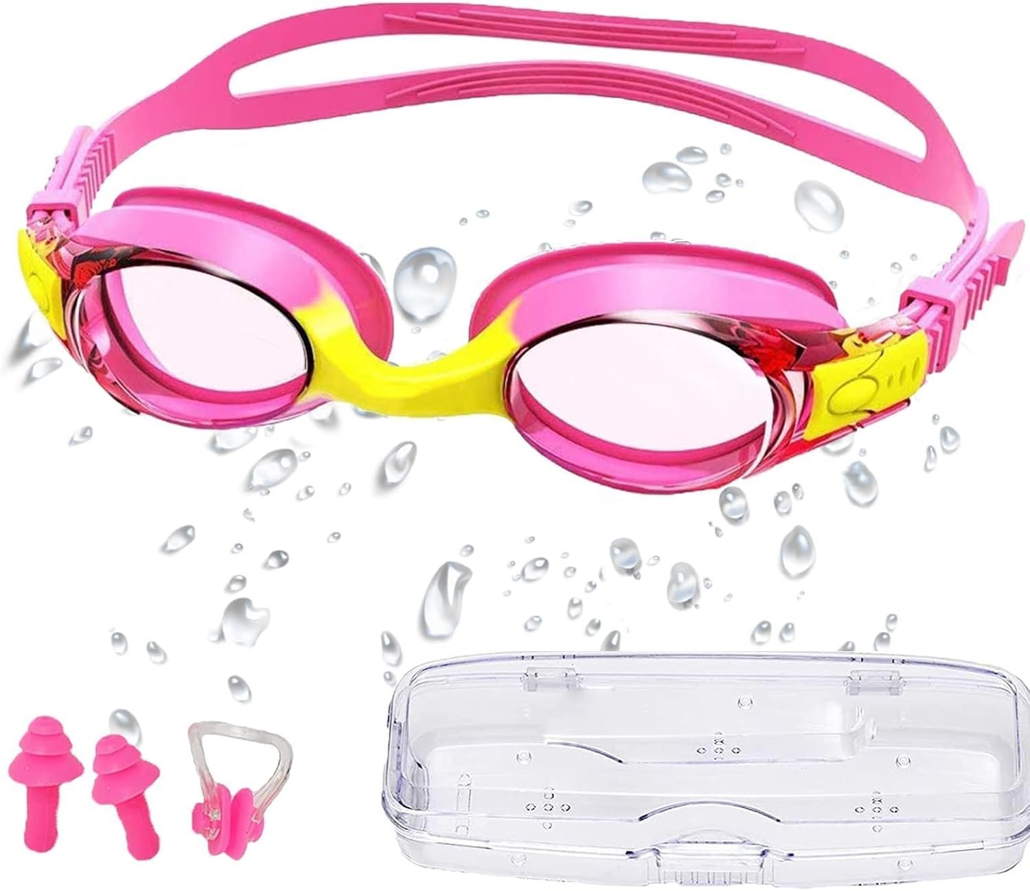 Kids Swimming Goggles, Kids Goggles Anti-Fog Leak Proof UV Resist Swimming Goggles for Kids Boys Girls with Nose Clip Portable Case, 3-14 - Image 4