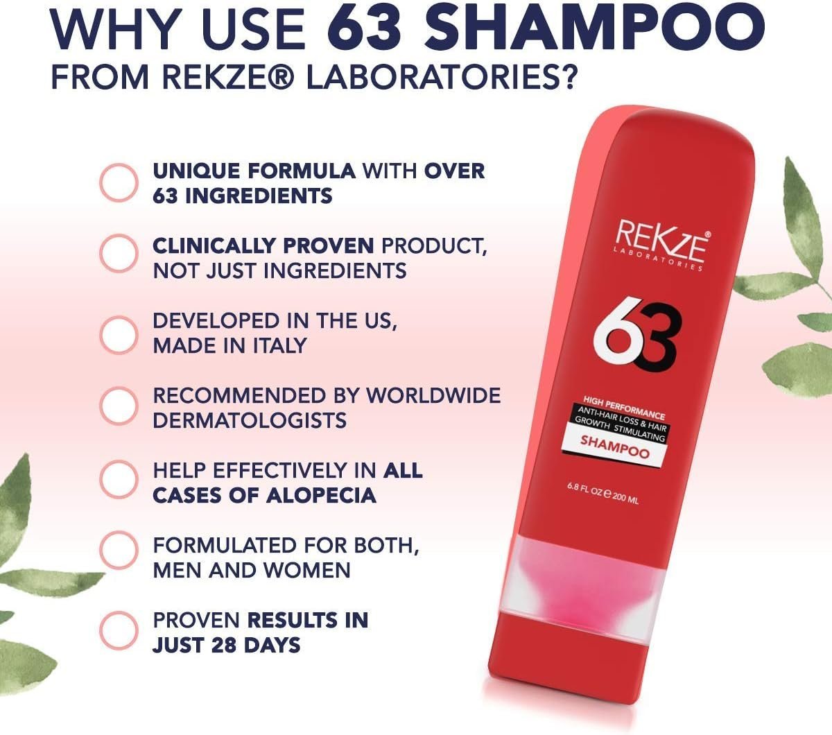 REKZE 63 Hair Growth Shampoo, Promote Regrowth - Image 2