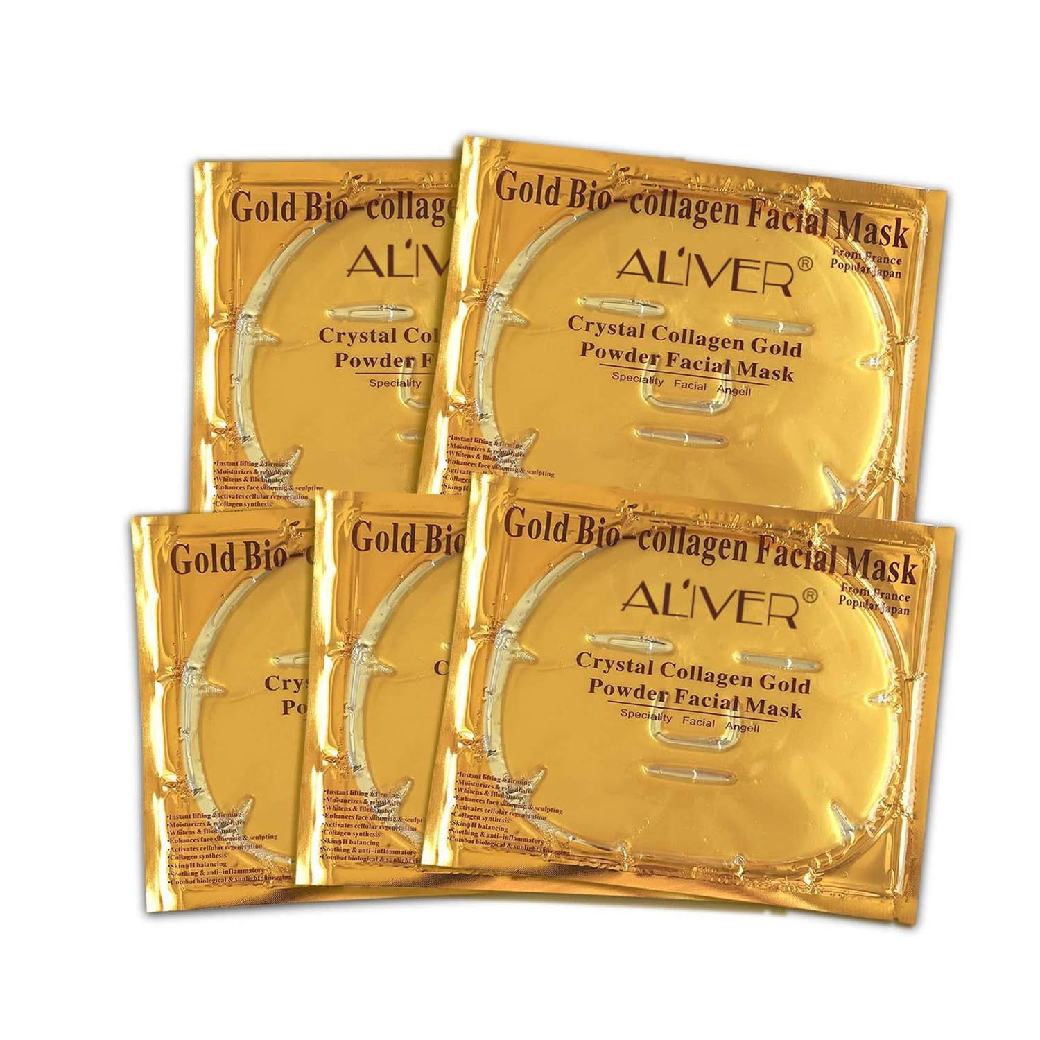24K Gold Bio Collagen Crystal Face Mask + Eye Mask + Lip Mask, Anti ageing Skin Care (5pairs/set) - Image 2
