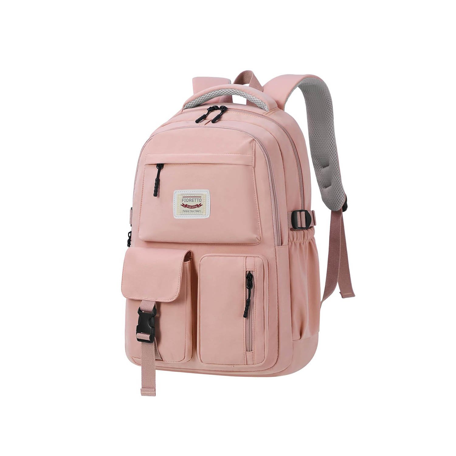 FIORETTO Lightweight School Backpack Womens, Cute School Bag for Girls - Pink