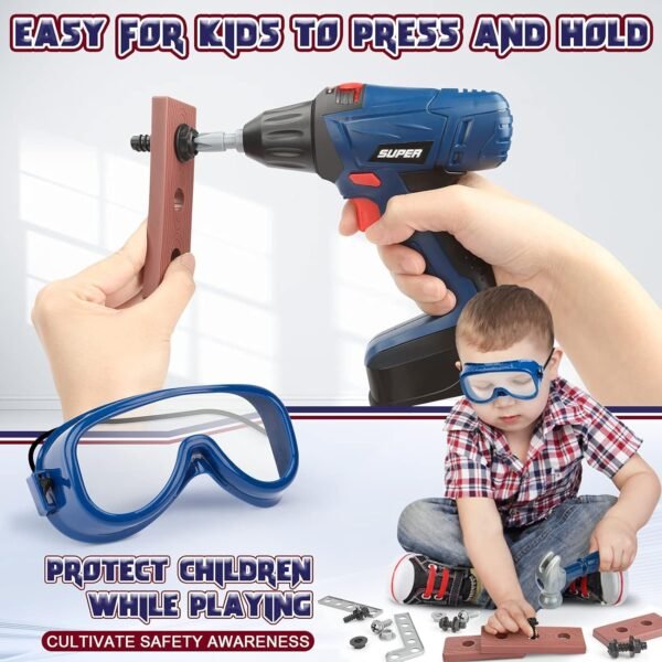 Vanplay Kids Tool Set 52Pcs Pretend Play Tools Kit with Electronic Toy Dril Belt Tool Box Toys for Boys Girls Ages 3 4 5 6 7 Years Old for Kids - Image 2