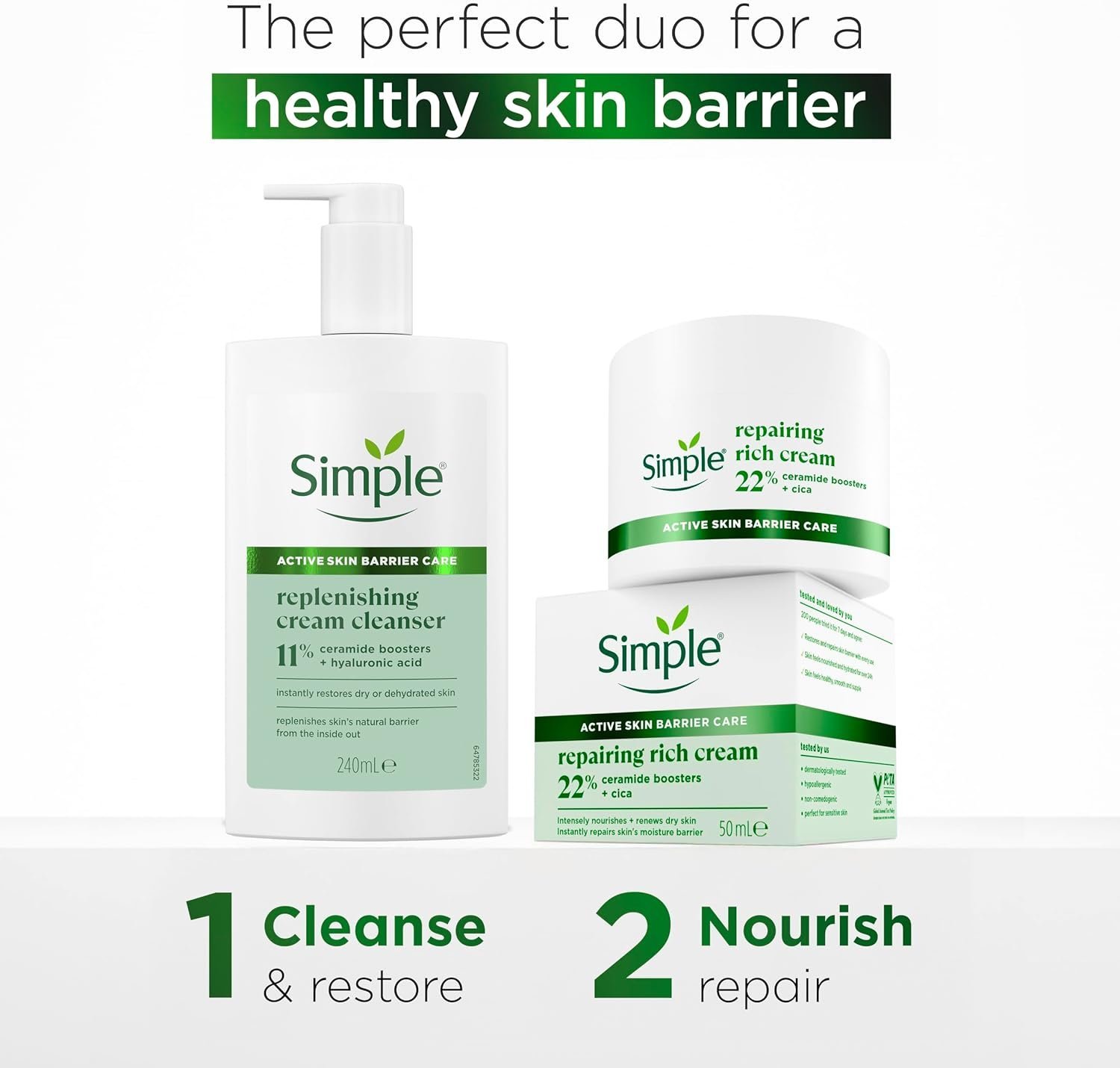 Simple Repairing Rich Face Cream facial moisturiser with 22% ceramide boosters - sensitive skin 50 ml - Image 4