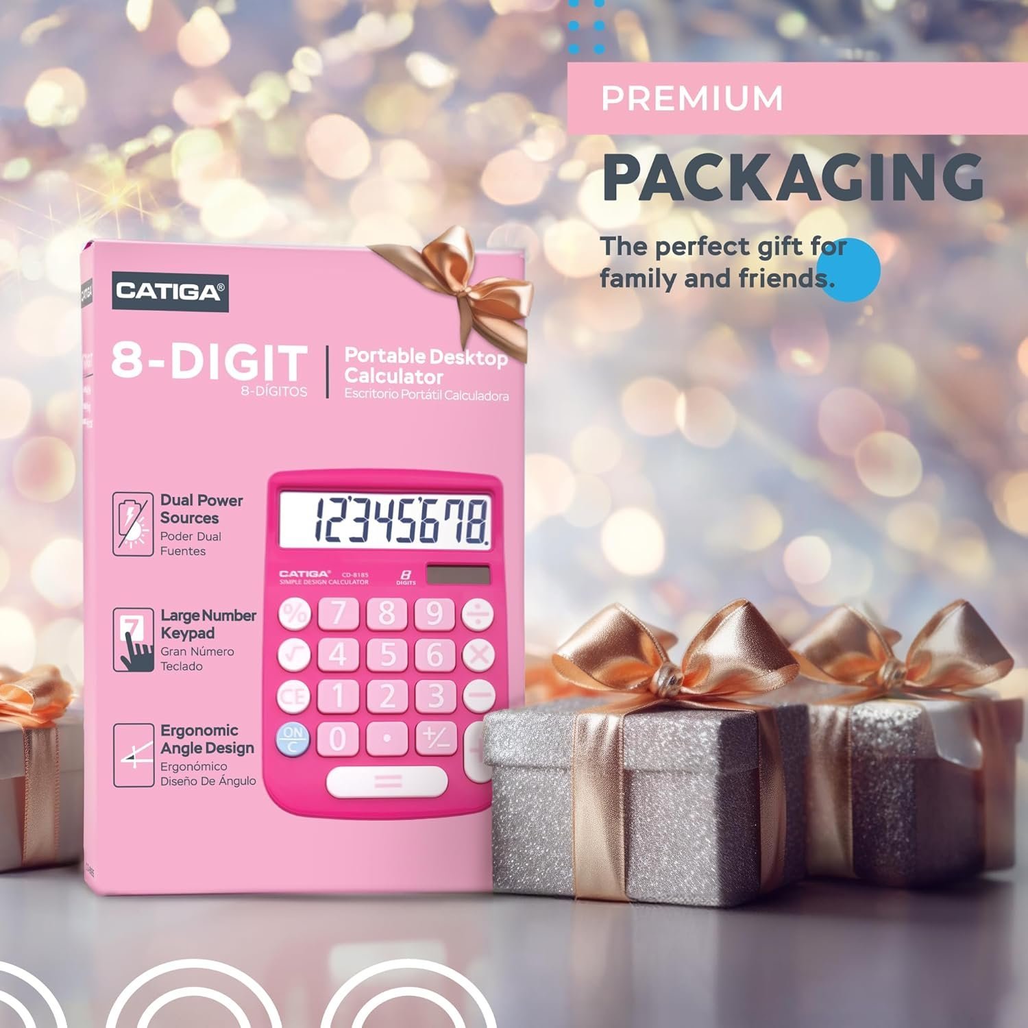 CATIGA CD-8185 Office and Home Style Calculator - 8-Digit LCD Display (Pink) - Image 6