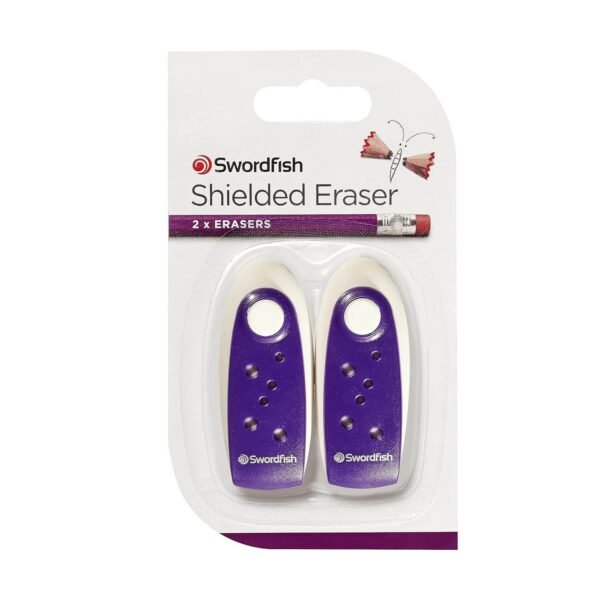 Swordfish Purple ‘Shielded’ Eraser [Pack of 2] PVC and Phthalate Free Eraser [40283] - Image 2