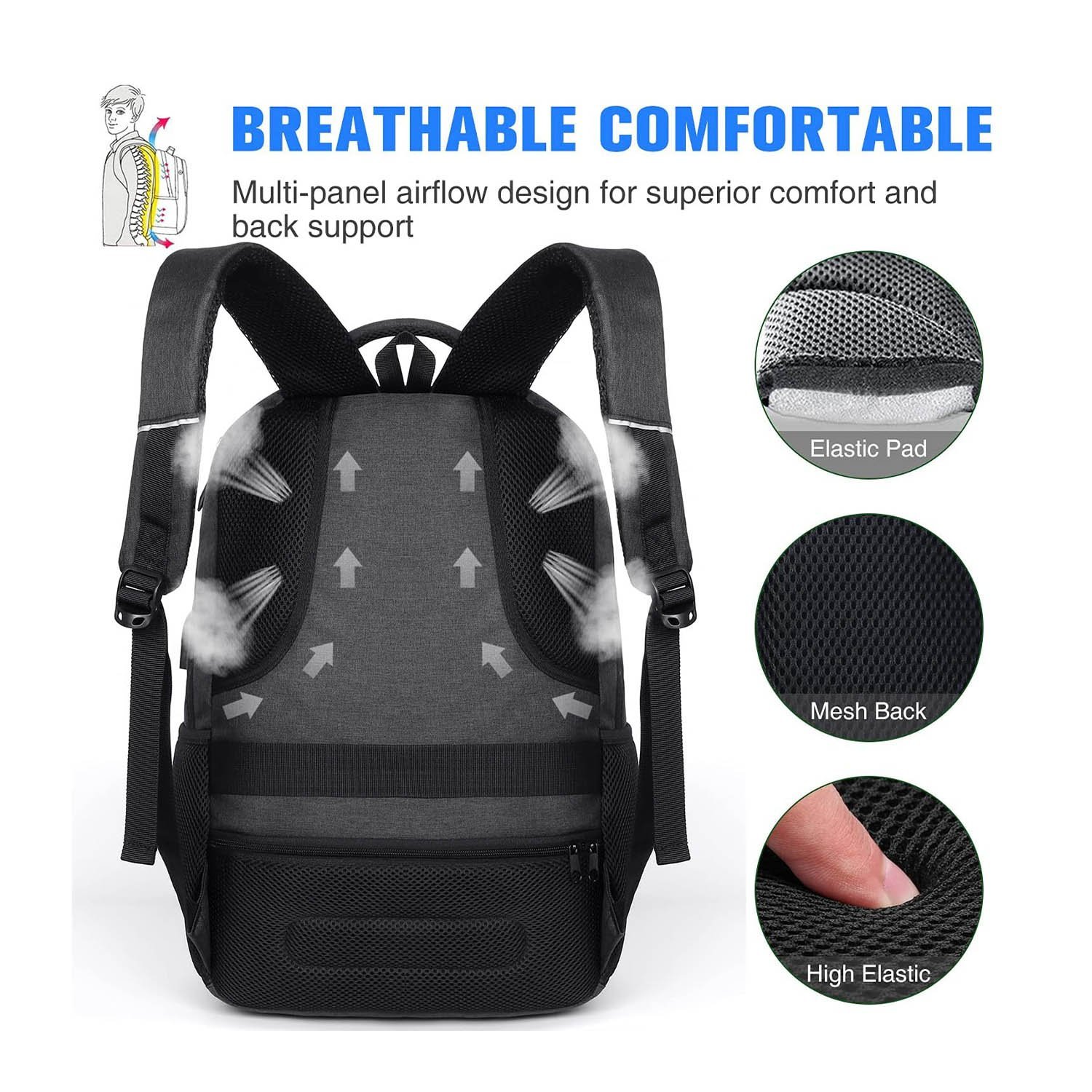 School Backpack Boys / Girls / Teenagers, Backpack School, Laptop Backpack for Men - Charcoal, 15,6 Zoll, Rucksack - Image 3